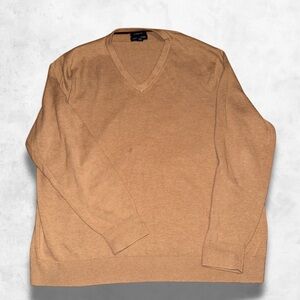 Lands' End Men's Camel V-Neck Sweater